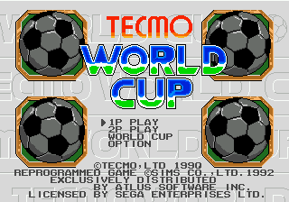 Tecmo World Cup Title Screen